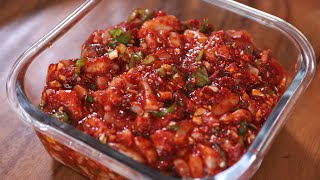 Spicy fermented squid side dish (Ojingeo-jeot: 오징어젓)