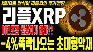 [리플XRP] 이번조정 정말 심상치가않다! 이번주말 트럼프 취임전 마지막 위기! 현시점 물량털리지마세요!! feat만식