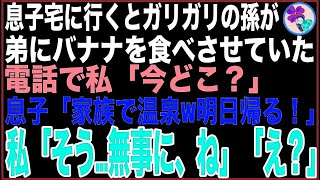 【スカッと】息子夫婦宅へ行くと、凍える部屋で孫が弟にバナナを食べさせていた。速攻息子に電話をかけると息子「家族みんなで温泉旅行w明日帰るから！」私「そう…無事に、ね」「え？」