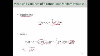 Expected value and Variance of Continuous Random Variables
