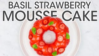 Mousse Cake: Unique Basil Strawberry Recipe With Shiny Red \u0026 Gold Mirror Glaze | How To Cuisine