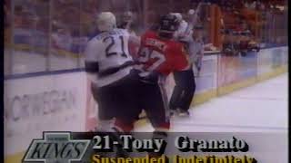 Tony Granato clobbers Chicago Blackhawk in the head