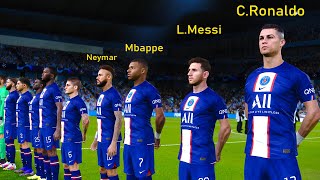 What if Ronaldo, Messi, Mbappe and Neymar played together in the same team PSG vs Man City | PES 21