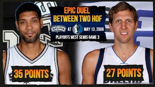 NBA Duel: Tim Duncan (35pts 12reb) vs Dirk Nowitzki (27pts 15reb) - Spurs @ Mavs - WCSF 2006 Game 3