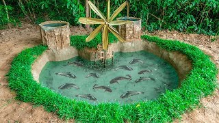 Build The Most Amazing Aquarium Fish Pond and Ancient Water Wheel Oxygen for Catfish