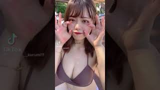 【TikTok】色白巨乳 #美女 #shorts #水着