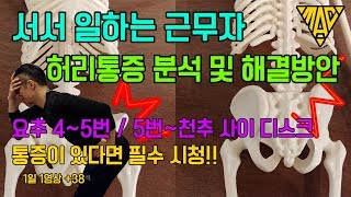 서서 일하는 근무자의 허리통증 원인과 해결방안  /요추4~5번 5번~천추사이 디스크 통증 /골반전방경사 유형