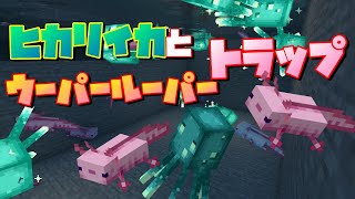 [Minecraft]全自動！ウーパールーパーとヒカリイカトラップ！発光するイカスミ大量！[マイクラ]