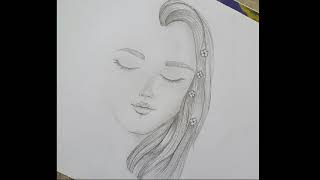 How to draw beautiful girl with closed eyes #recreation of farjana drawing academy