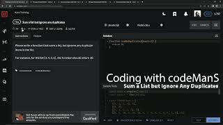 Codewars 7 kyu Sum a List but Ignore Any Duplicates Javascript