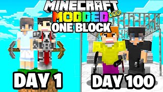 We Spent 100 Days in ONE BLOCK MODDED Minecraft - Duo!