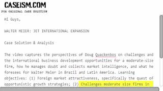 WALTER MEIER: JET INTERNATIONAL EXPANSION  Case Solution \u0026 Analysis Caseism.com