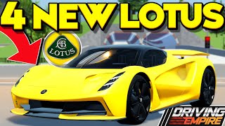 The LOTUS EVIJA Is *FINALLY BACK*! 4 New Lotus's + AFK Place In Driving Empire!