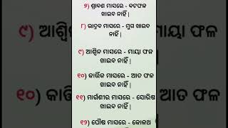 #କେଉଁ ମାସରେ କଣ ଖାଇବା ମନା।।