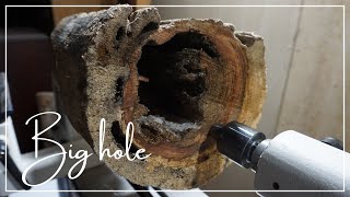 Woodturning-Driftwood resin art with holes【木工旋盤】