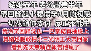 結婚五年 老公出差半年帶回初戀，隆起小腹懷孕3月，一切花銷你支付反正不能生。我冷笑即日回歸沈氏，一巴掌結實抽臉上，一個贅婿也敢把小三光明正大帶回家，先天無精症報告他瘋了