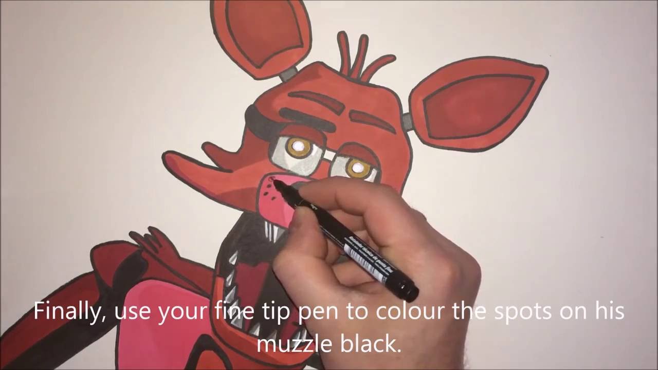 How To Draw Foxy From Five Nights At Freddy's Step By Step - YouTube