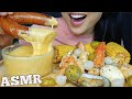 ASMR SEAFOOD BOIL *KING CRAB SAUSAGE SHRIMP MUSSEL CHEESE SAUCE (EATING SOUND) NO TALKING | SAS-ASMR