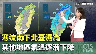 寒流南下 北臺濕冷 其他地區氣溫逐漸下降 沿海風浪大｜華視新聞 20240121