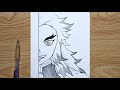 Easy anime half face drawing | How to draw Rengoku step by step | easy tutorial