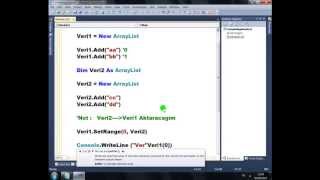 Visual Basic .NET - Ders 300 : ArrayList - SetRange