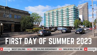 London England [ West Ealing to Ealing Broadway] 4K Walking Tour Summer 2023