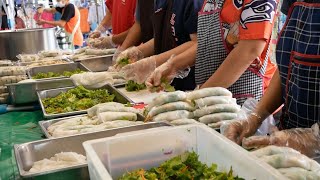 Fresh Vegetable Rice Wraps ( Kuay Tiew Lui Suan )  l Thailand street food