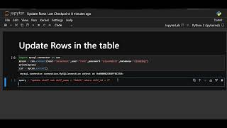 MySQL using Python - Update Rows In MySQL Tables