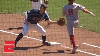 Oklahoma's run taken away after the batter was called for interference at first base | NCAA on ESPN