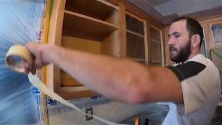 How to mask kitchen cabinets for paint.