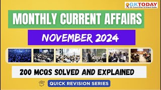 November 2024 Full Month Current Affairs | GK Today Monthly Current Affairs