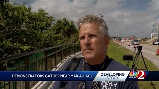 Supporters gather near Mar-A-Lago following Trump indictment