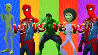 DANCE CHALLENGE spiderman vs hulk vs me kemaste - el taiger 👽 Alien Green dance 👽