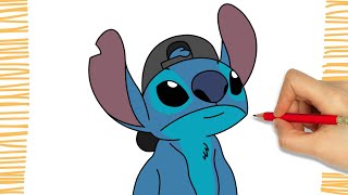 How to Draw STITCH WITH CAP  I Easy