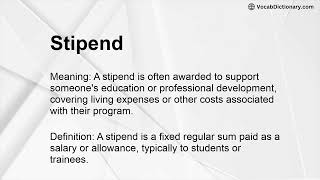 Stipend Meaning