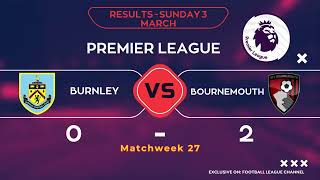 ENGLISH PREMIER LEAGUE Match results UPDATED TODAY| Premier League Player Stats 2024|Matchweek 27