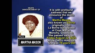 Martha Mason ~ Short Obituary