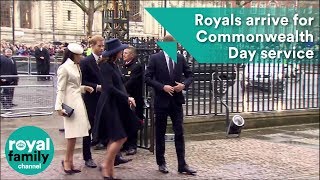 Prince Harry, William, Kate and Meghan Markle arrive for Commonwealth Day Service