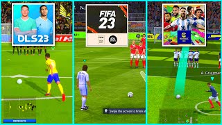 DLS 23 vs FIFA 23 Mobile vs eFootball PES 2023 | Realistic Free Kick & Penalty