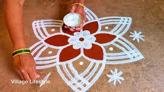 Margazhi Special Village Lifestyle Kollam// Easy Rangoli design// Sankarthi Muggulu//8