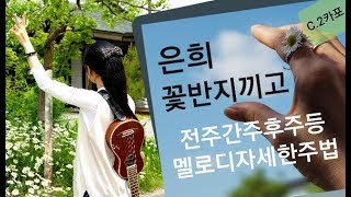 #해돌이 떠먹여주는기타 1. 은희_꽃반지끼고 C 전주,간주,후주등 멜로디연주 자세한주법(자막제공)