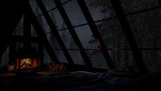 Tranquilidade Noturna: Sótão Aconchegante com Lareira e Chuva Intensa para Dormir