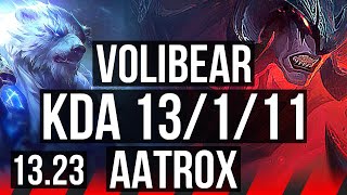 VOLI vs AATROX (TOP) | 13/1/11, Quadra, Legendary, 300+ games | KR Master | 13.23