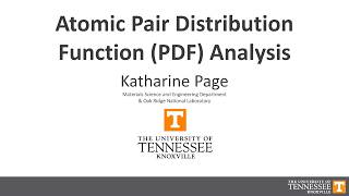 Atomic Pair Distribution Function (PDF) Analysis | NNSS 2025
