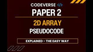 2D Array Basics Masterclass in Pseudocode