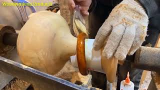 Amazing Techniques Woodworking Extreme Dangerous    Work With Wooden Lathe Art O Full HD