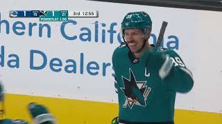 Alex Barabanov gets an assist on Couture's goal vs Canucks (27 nov 2022)