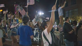 Biden Supporters Continue To Celebrate Election Win Near Boston Public Garden