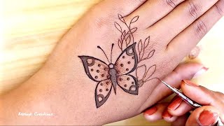 Butterfly mehndi design for back hand || butterfly mehndi tattoo design || Mehndi Creations