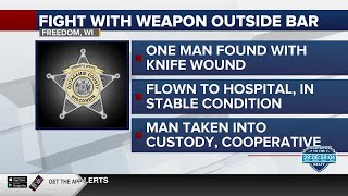 Man arrested, another man flown to hospital with knife wound after bar fight